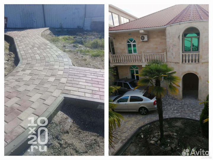 Тротуарная плитка, брусчатка, бордюры с укладкой