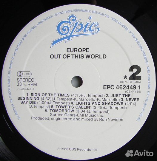 Europe - OUT OF this world / 1988 holland