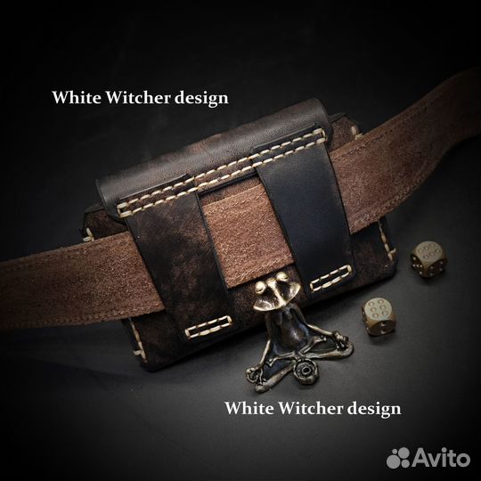 Крафтовый кошелек на ремень ручная работа