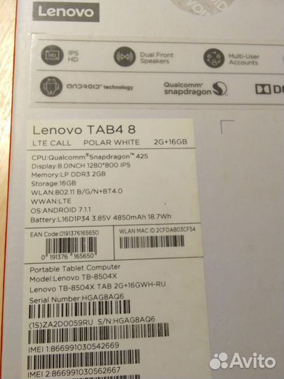 Lenovo tab 4 8