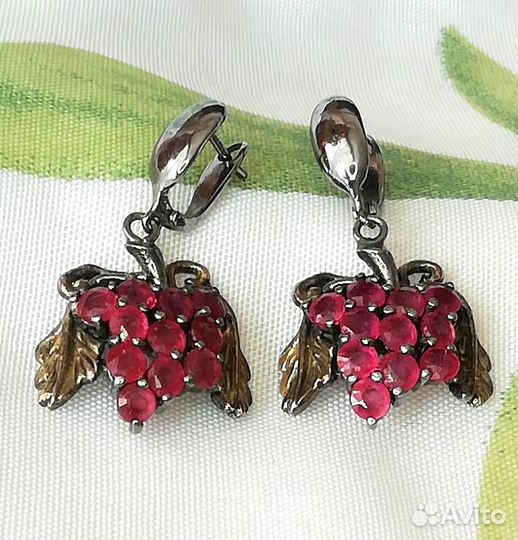 Серьги рубин серебро С207