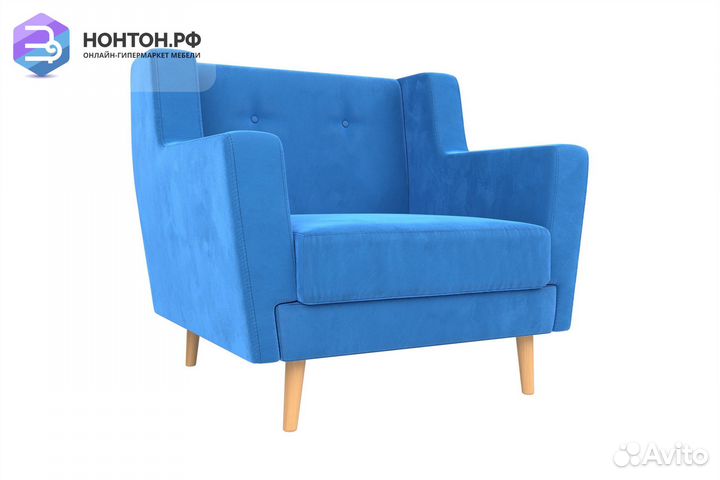 Кресло Брайтон велюр голубой