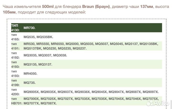 Чаша 500 ml для блендера Braun