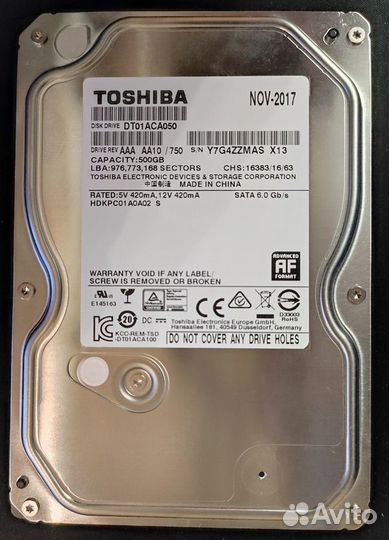 Жесткий диск Toshiba DT01ACA050 500Gb