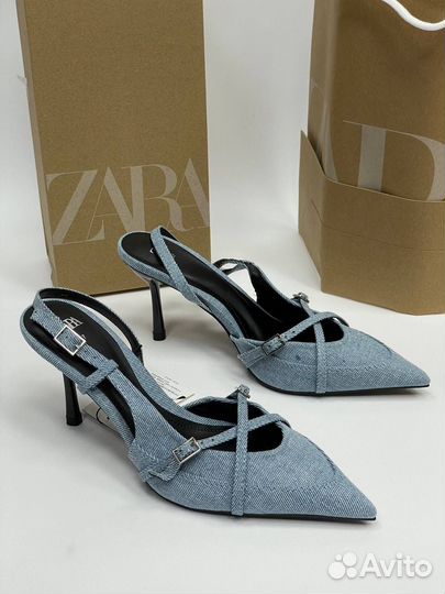 Zara 35р-41р джинсовые босоножки туфли