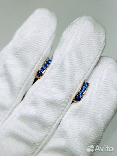 Золотые серьги 585 пробы с фианитом детские