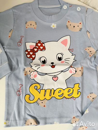 Новый хлопковый комплект для девочки 1-1,5 года