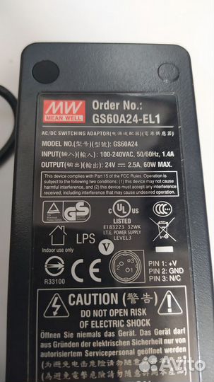 Адаптер Mean well 24V. 2,5A.GS60A24-EL1