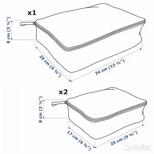 Сумка органайзер для чемодана, 3шт в наборе, IKEA