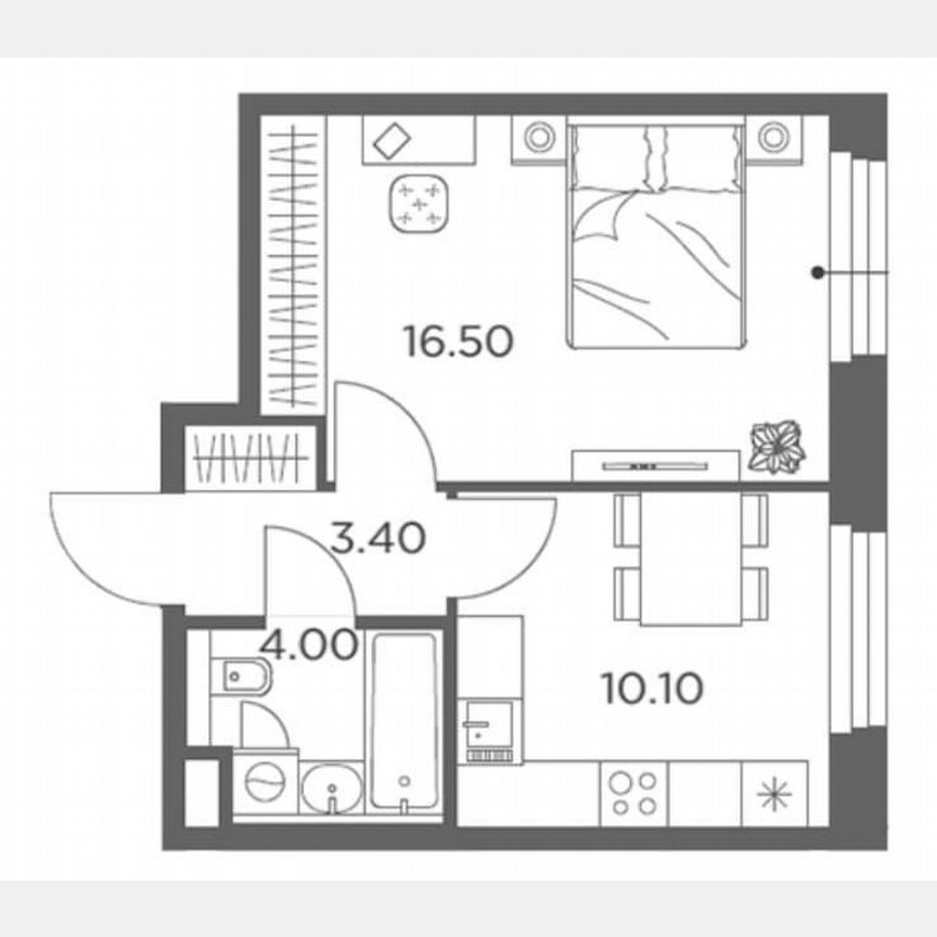 1-к. квартира, 34 м², 17/20 эт.