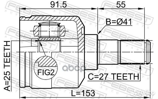 ШРУС внутренний 25x41x27 (hyundai sonata NF