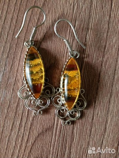 Серьги с янтарем СССР