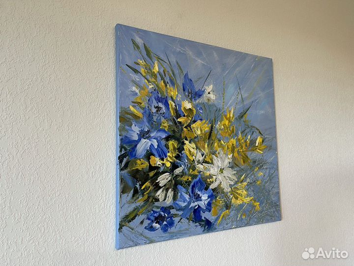 Картина маслом на холсте цветы абстракция