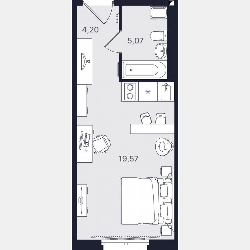 Апартаменты-студия, 28,8 м², 2/24 эт.