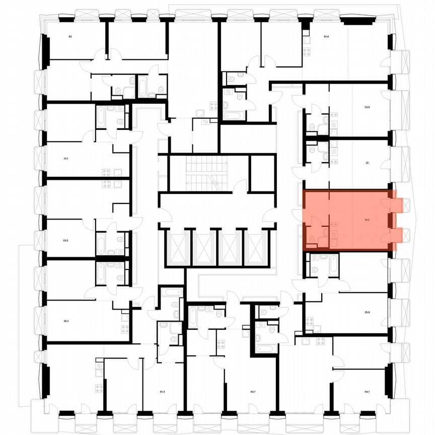 Квартира-студия, 25,5 м², 2/26 эт.