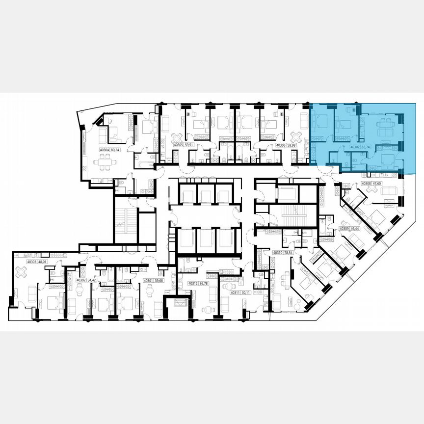 3-к. квартира, 84,1 м², 3/46 эт.
