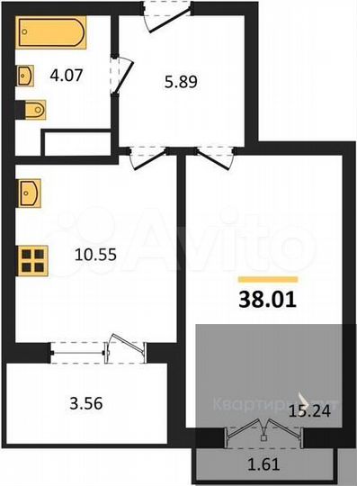 1-к. квартира, 38 м², 13/18 эт.