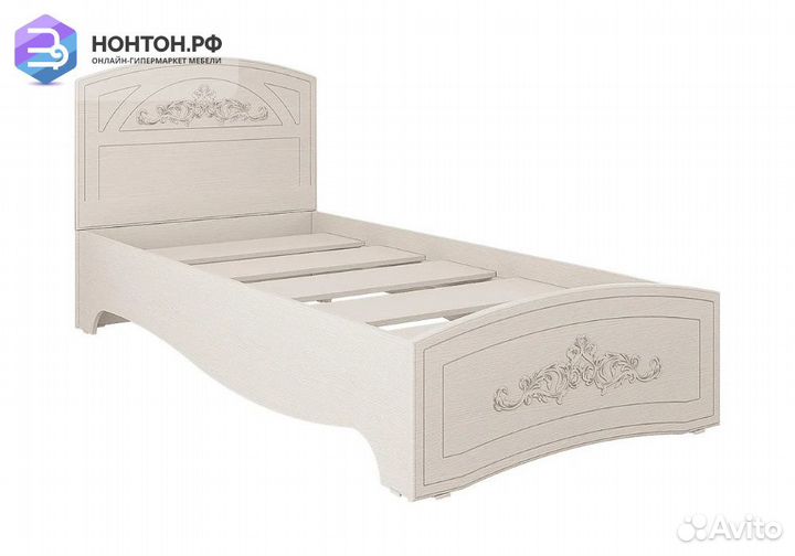 Кровать Каролина 0.9 м вудлайн кремовый / сандал б