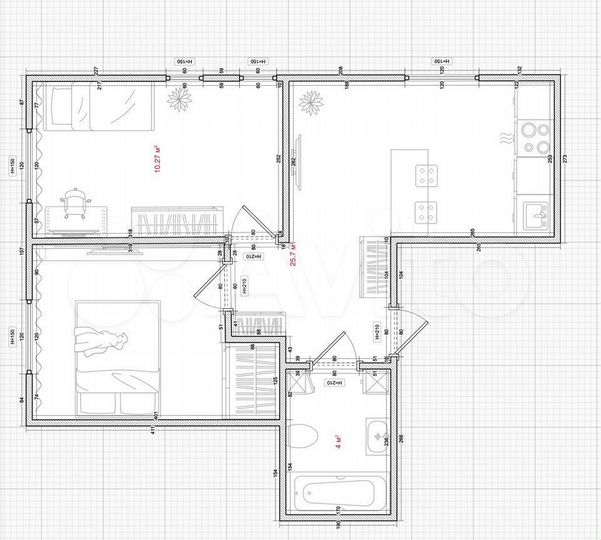 2-к. квартира, 40 м², 10/15 эт.