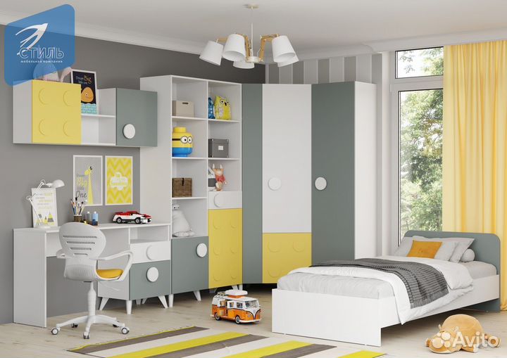 Кубо Кровать Белый (гладкий) /Грин Грей Софт и Сол