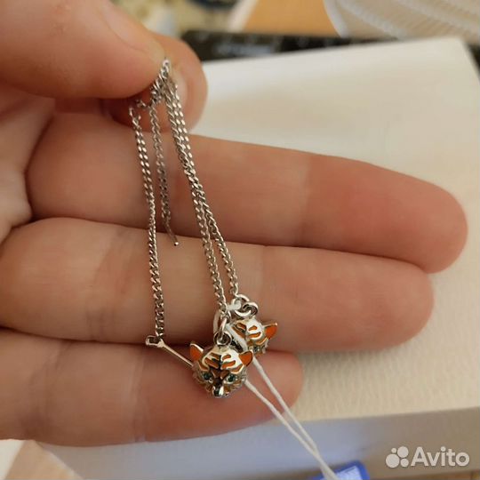 Серебряные серьги протяжки тигры