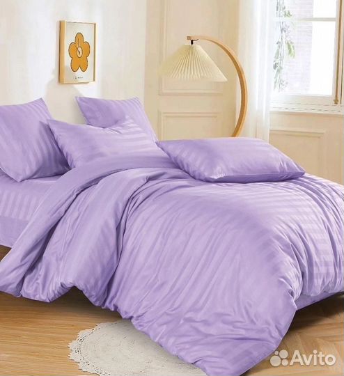 Страйн сатин с простыней на резинке