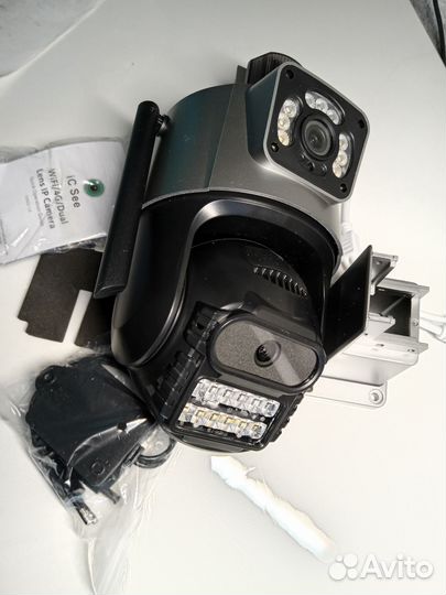 Мощная Камера видеонаблюдения 2 линзы Вай фай