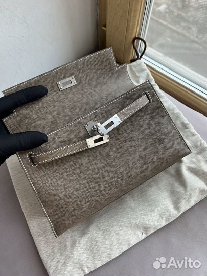 Сумка Hermes Mini kelly pochette etoupe epsom