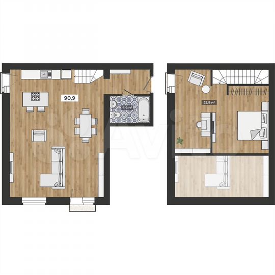 3-к. квартира, 90,9 м², 4/4 эт.