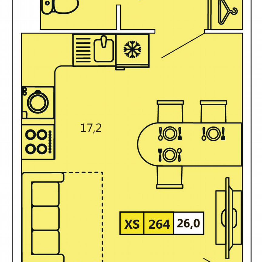 Квартира-студия, 26 м², 1/11 эт.