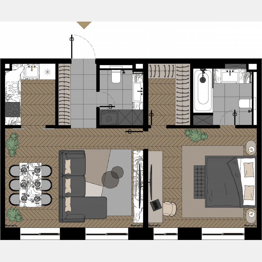 1-к. апартаменты, 66,2 м², 22/23 эт.