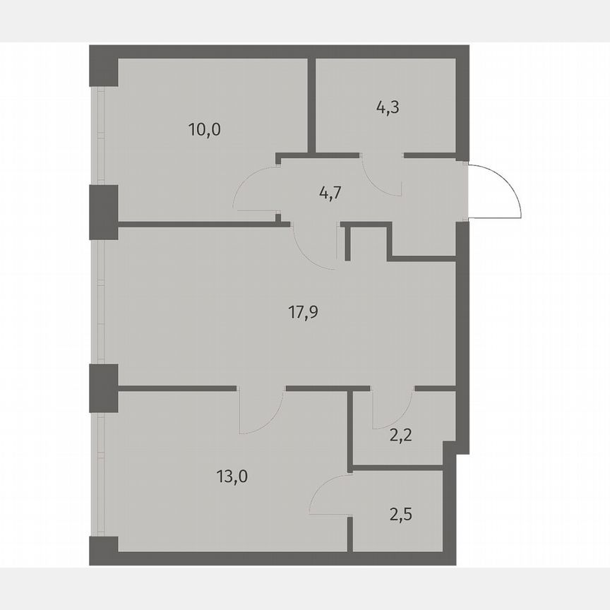 2-к. квартира, 54,7 м², 3/11 эт.