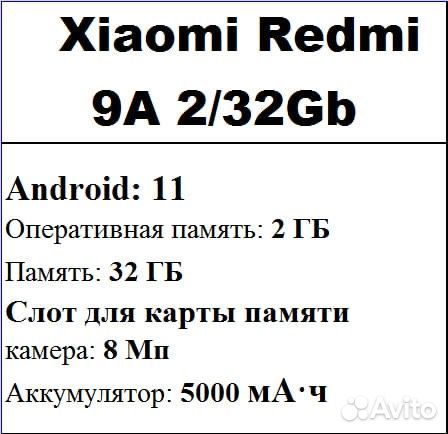 Xiaomi Redmi 9A, 2/32 ГБ