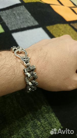 Серебряный браслет / черепа