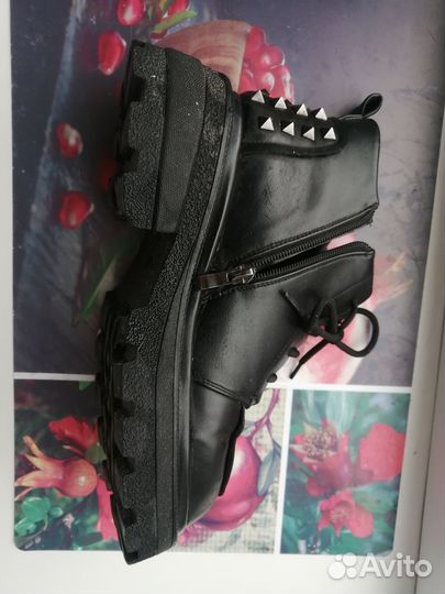 Стильные женские демисезонные черные ботинки 39 р