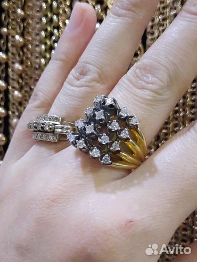 Золотое кольцо с бриллиантами дорожка 750пр