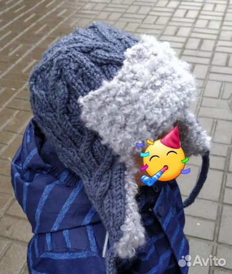 Шапка ушанка вязаная