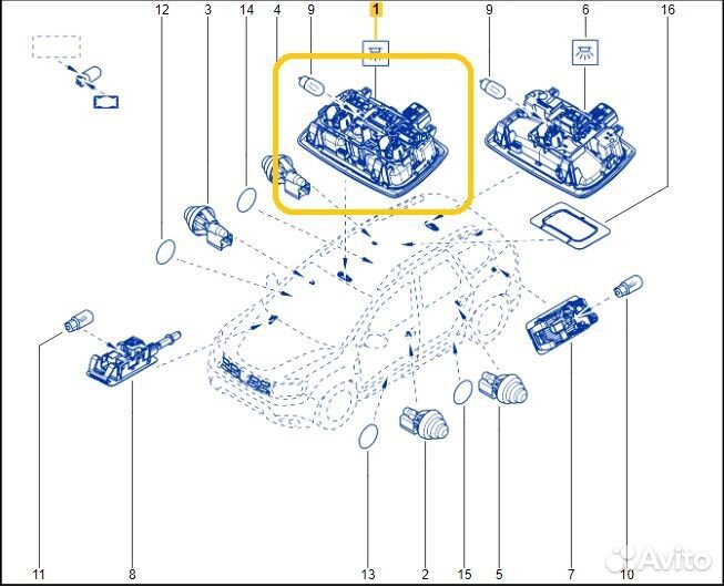 Подсветка салона, плафон передняя Renault Duster