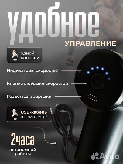 Массажер пистолет перкуссионный электрический