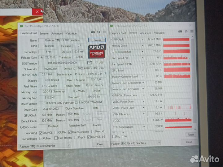 Видеокарта rx480 8gb