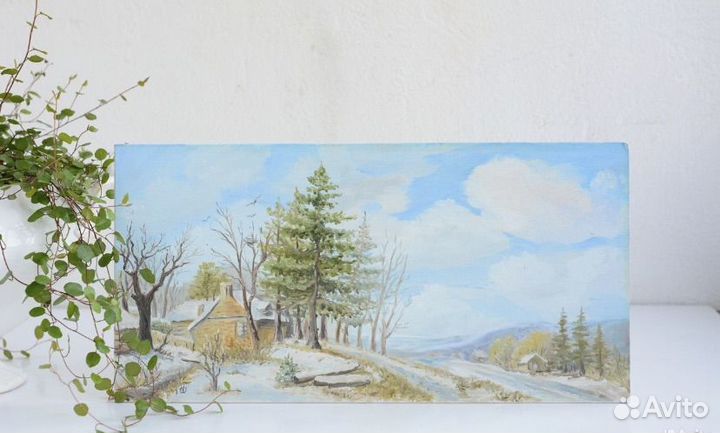 Разные картины маслом домик в деревне зима