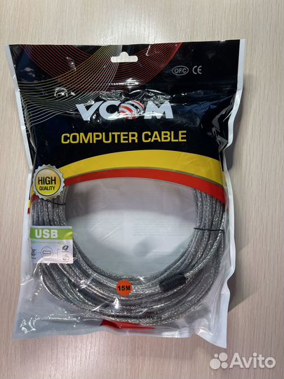 Кабель USB 2.0 активный vcom 15 метров