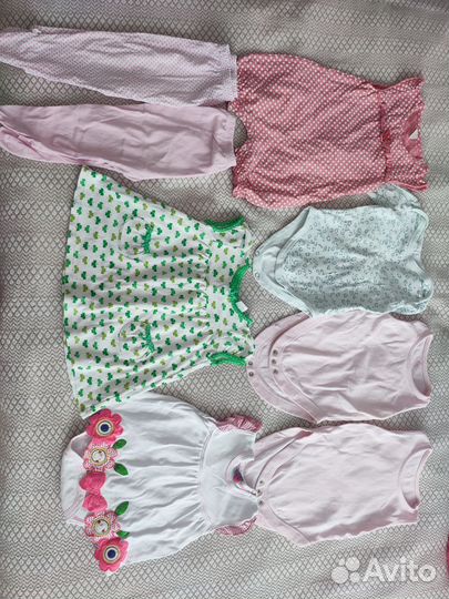 Вещи пакетом на девочку 3-9 мес