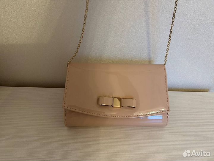 Сумка женская новогодняя клатч розовая лаковая