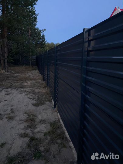 Установка заборов под ключ, профнастил, рабица