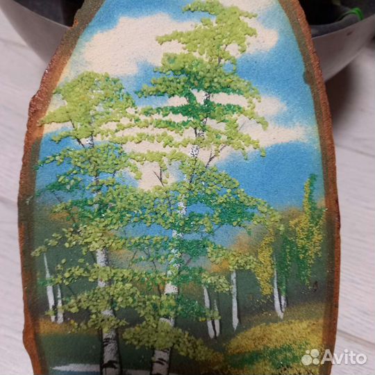 Картина панно на срезе дерева