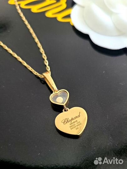 Золотая подвеска chopard Happy Hearts