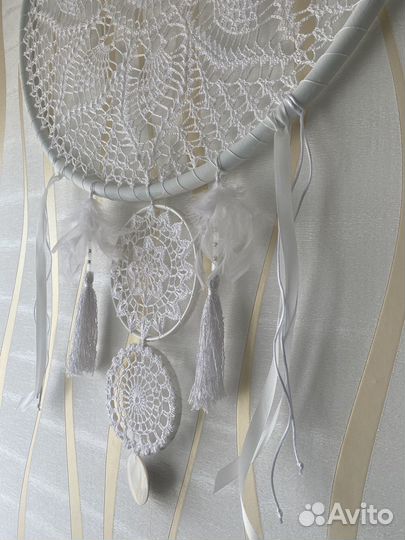 Ловец снов, декор на стену, панно вязаное