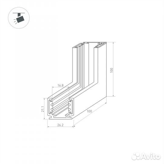 Коннектор L-образный внутренний Arlight Mag-Orient-Con-2620-L90-INT 036022