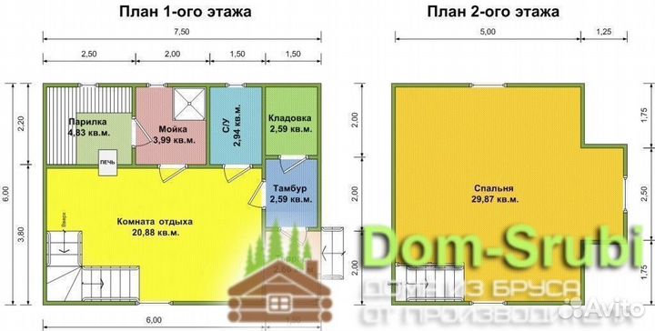 Коммунар. Надёжная Баня из бруса Б-28 (7.50х6)